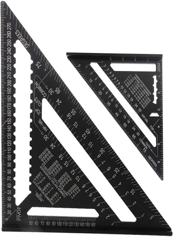 NIKTION 7 Inch & 12 Inch Triangle Ruler, Black Triangle Ruler Square Protractor, High Precision Aluminum Alloy Triangle Ruler,Layout Measuring Tool for Engineer Carpenter（Metric and Imperial） - Image 1